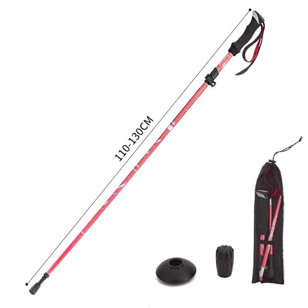 2 vandrestave vandrestave til teleskopiske gummifødder pink 110-130cm
