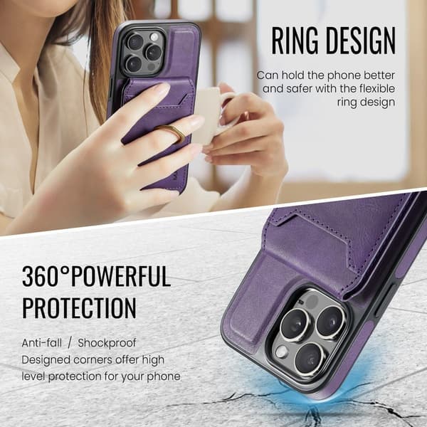 (Til iPhone 15 Plus) MagSafe Telefoncover med roterende ring og sort