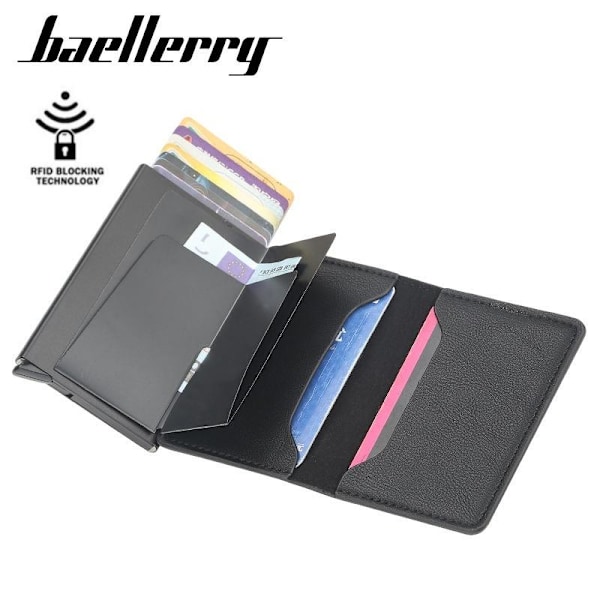 Baellerry RFID-blokerende aluminiums kortholder - Automatisk pop almindelig blå