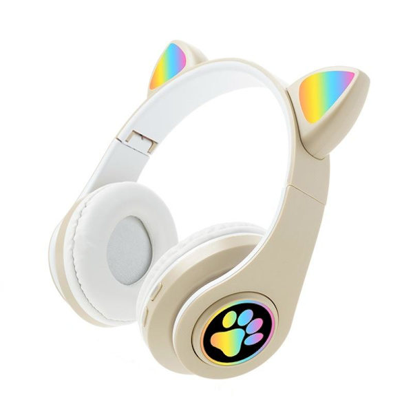 kattöron trådlösa hörlurar bluetooth led lights kakq