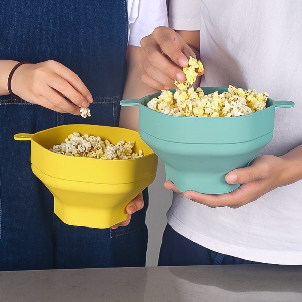 popcorn kulho silikoninen mikrokulho popcornille kokoontaitettava Vihreä