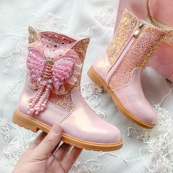 elsa prinsess skor barn flicka med paljetter rosa 22.3cm / size34