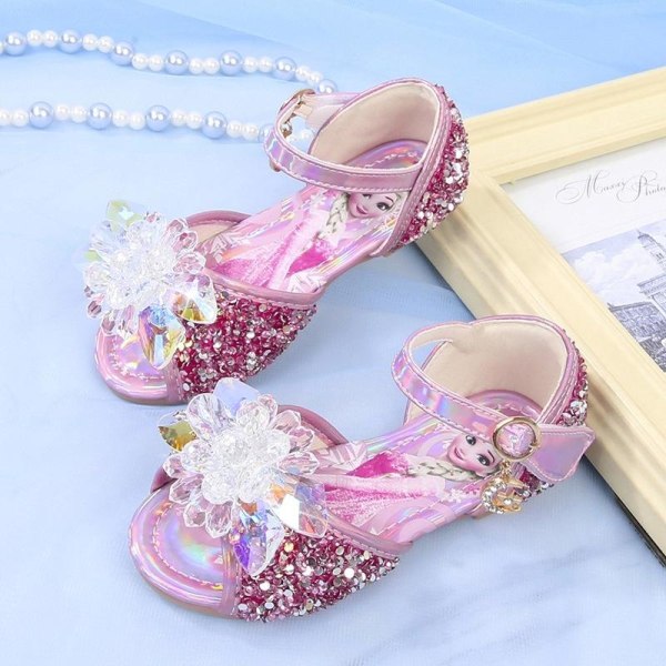 elsa prinsesse sko barn jente med paljetter sølv farget 17 cm / størrelse 26