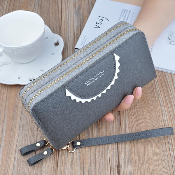 Baellerry PU läder dubbel blixtlås handväskor mode telefonväskor Röd 19.5cm*9.5cm*4cm