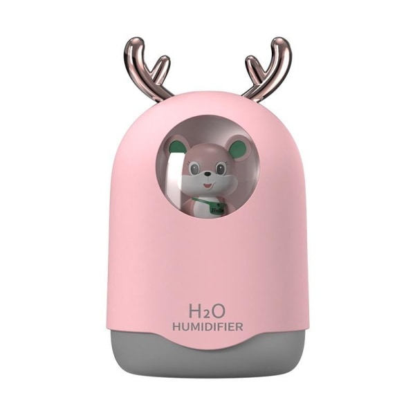 Luftfukter h2o aroma diffuser luftfukter med LED lys søt gevir rosa