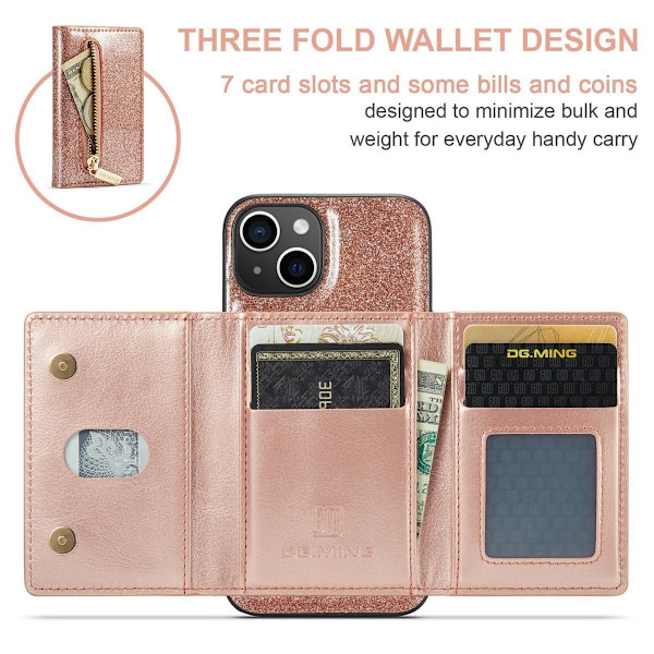 (Til iPhone 14 Plus) DG.MING M3-seriens glitrende telefoncover: sort