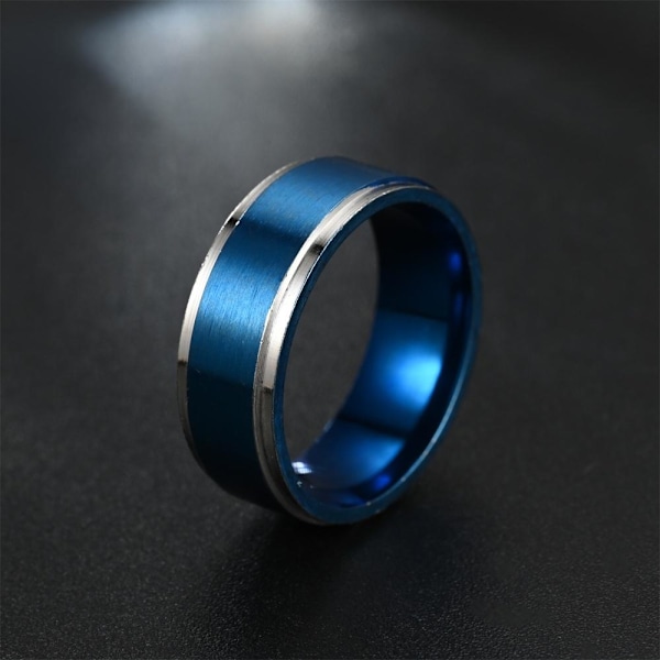 Elegant svart slitsad ring för män - Unik färgglad designdeklara 8mm dubbelfasad svart nr 10