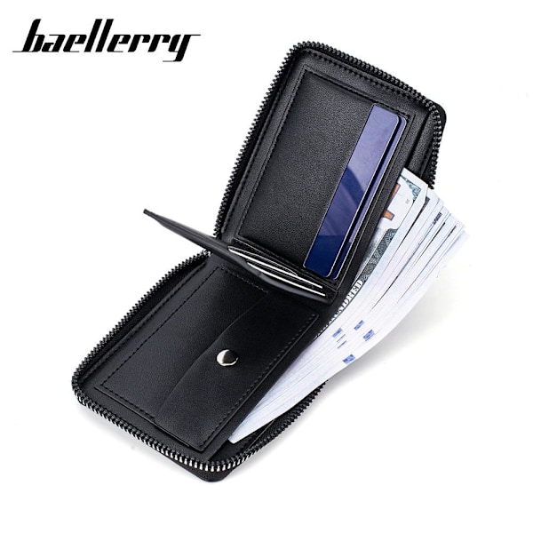 Baellerry Miesten Vintage Lyhyt RFID-suojattu Lompakko Vetoketjulla musta