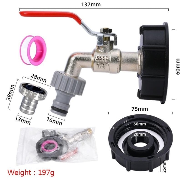 ibc tank adapter vandhane til ibc ibc tank adapter messing s60*6 til 1/2 tommer hane+pl