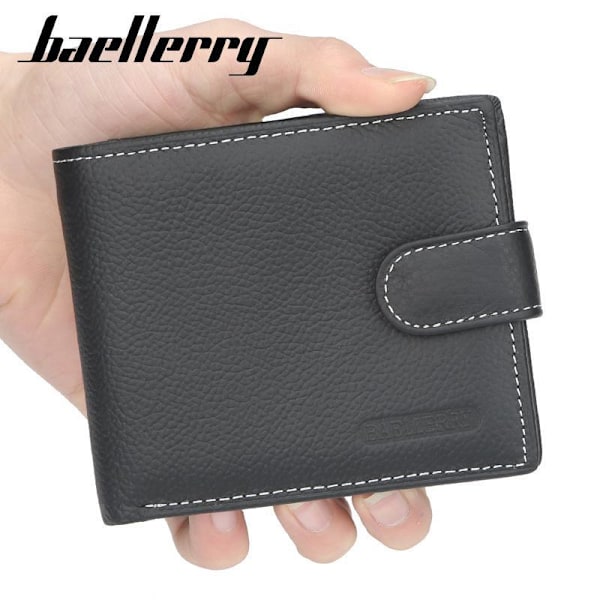 Baellerry Hasp Miesten korttikotelo Business Design -lompakko aidossa suojassa musta 12 cm * 10 cm * 2 cm