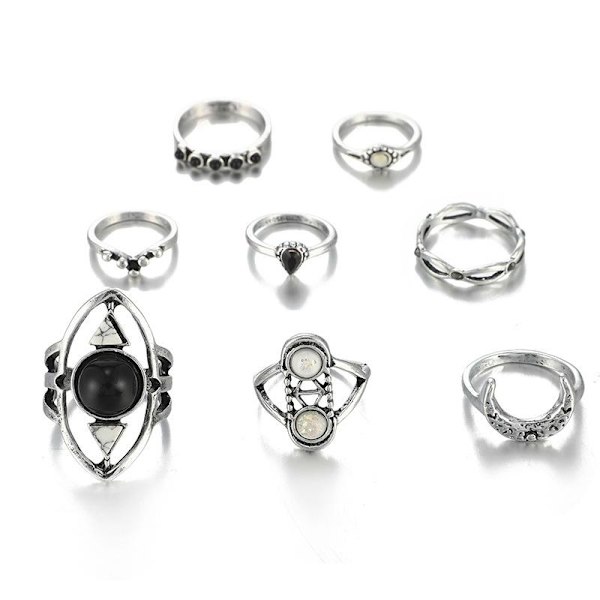 All fingers ring ringar set med olika mönster