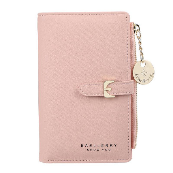 Kvinnors kopplingsplånbok, Baellerry Ladies Fashion Leather Long Ljusrosa