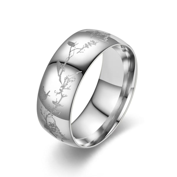 Bird Branch Fashion Statement Ring - Unik fugleinspirert smykke 8mm stålfarge buefugl nr. 13