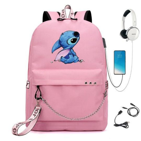 stitch reppu lasten reput reppu USB-liitännällä 1kpl pinkki 2