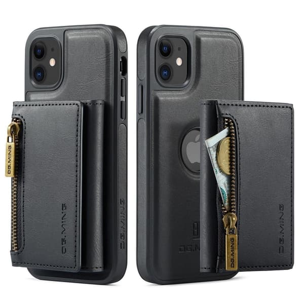 (iPhone 12 / iPhone 12 Pro) DG.MING M5 -sarjan irrotettava lompakko musta