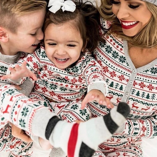 Juletøj Julepyjamas familie pyjamasbukser Julesweater pyjamassæt børn 4t