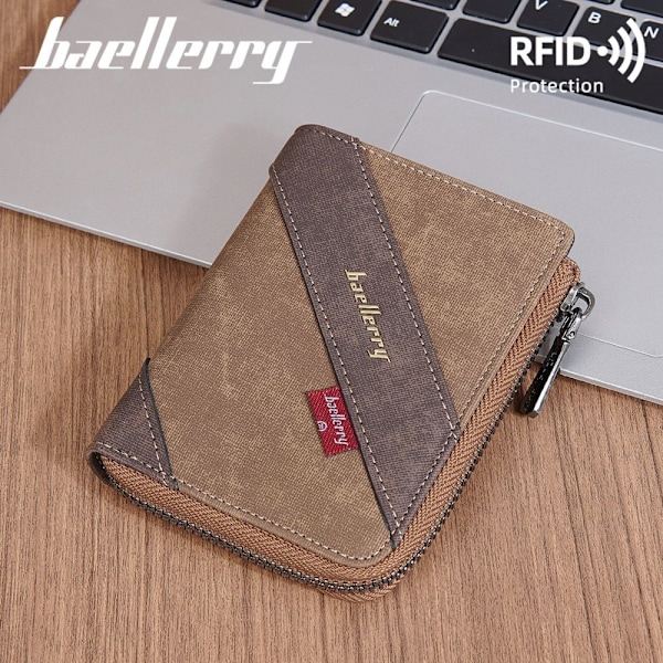 Baellerry Miesten Lompakko Business Color Blocking RFID Nahka Slim Zi syvä väri