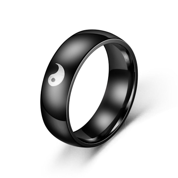 Tai Chi titaaniteräs pari - ajaton Bagua-kuvio kaiverrettu 6mm musta miesten malli Nro 12