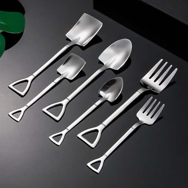 6st rostfritt stål kök köksredskap sked gaffel spetsig spade for