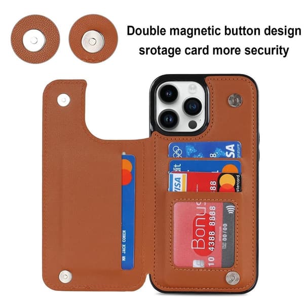 (Til iPhone 13 mini) Holdbart mobilcover med støttefod og RFID-s rød
