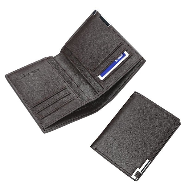 Baellerry Men's Slim Wallet Short Style med Iron Edge Multi Card 1835-kaffe vertikal stil