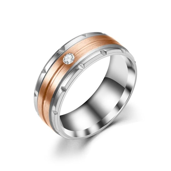 Diamant tvåfärgad stegskuren blomring - elegant modestatement me 8mm roséguld med diamanter nr 7