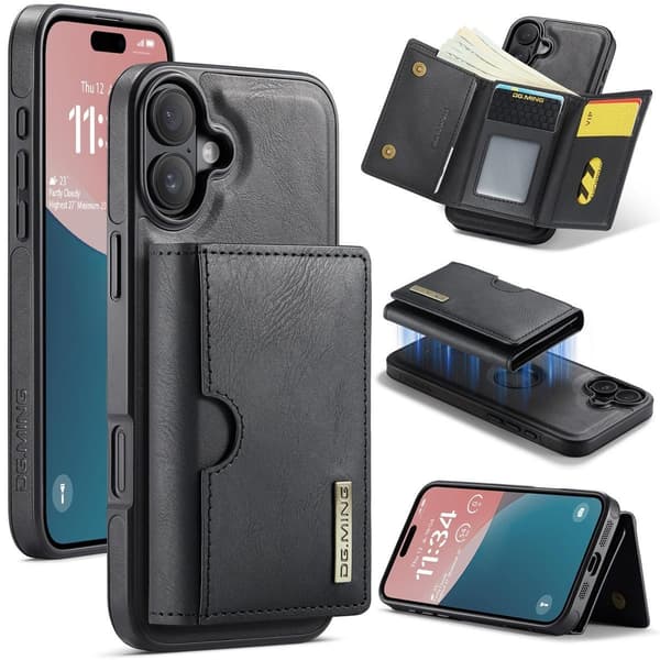 (Til iPhone 15 Plus) DG.MING M6 Serien Magnetisk Pung Etui sort
