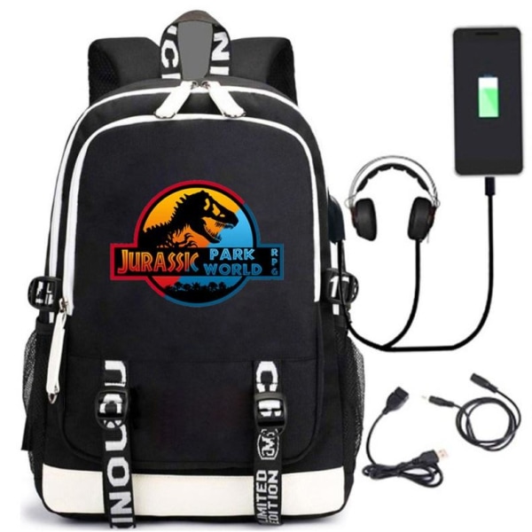 Jurassic World rygsæk børne rygsække rygsæk med USB-stik sort 2
