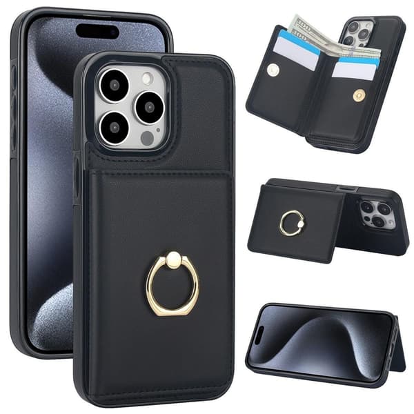 (Til iPhone 13 Pro 6.1) Beskyttende telefoncover: Holdbart, skridsikkert sort