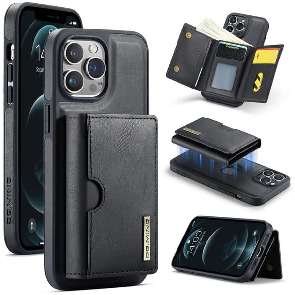 (Til iPhone 14 Plus) DG.MING M6 Serien Magnetisk Pung Etui sort