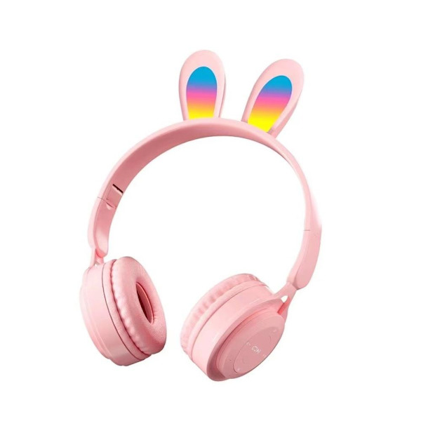 kattöron trådlösa hörlurar bluetooth led lights rosa