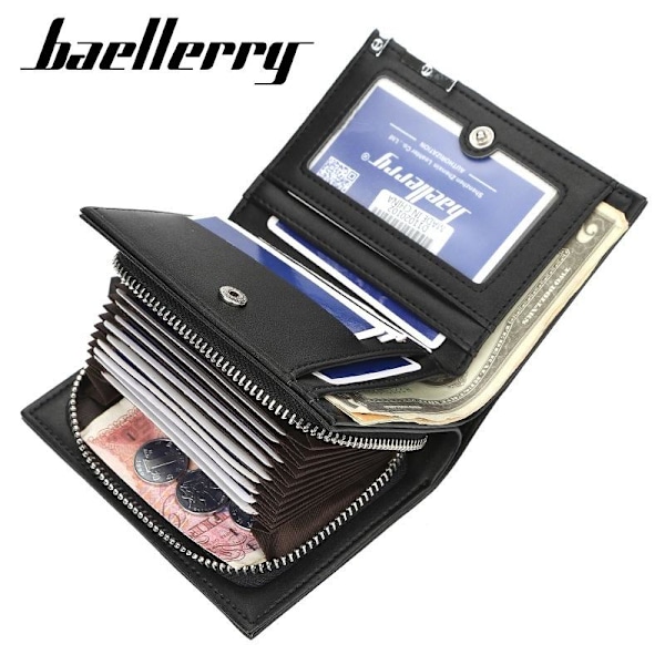 Baellerry Slim Tegnebog til Mænd Mode RFID-Kortholder med stor kapacitet sort