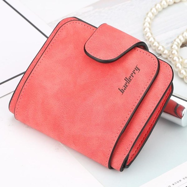 Baellerry miniplånbok i koreansk stil med texturerat läder för k rose red