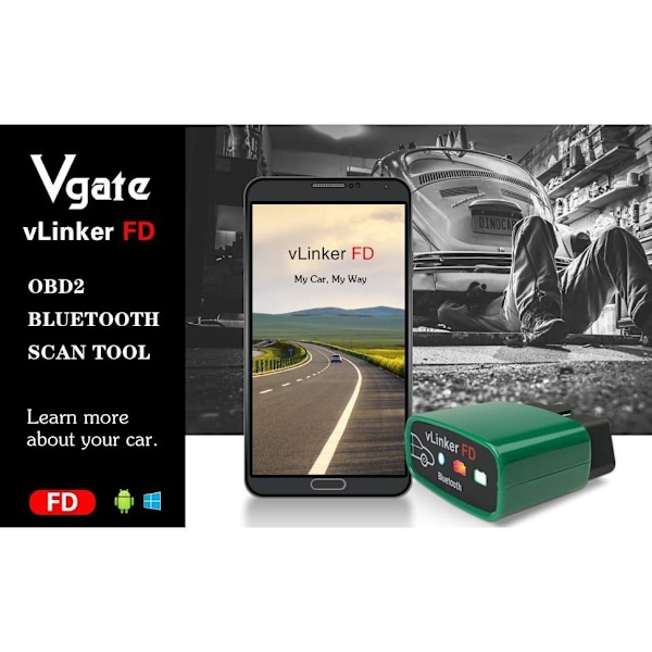VLinker FD Bluetooth Bilscanner Diagnostikværktøj - Scan, dia som på billedet
