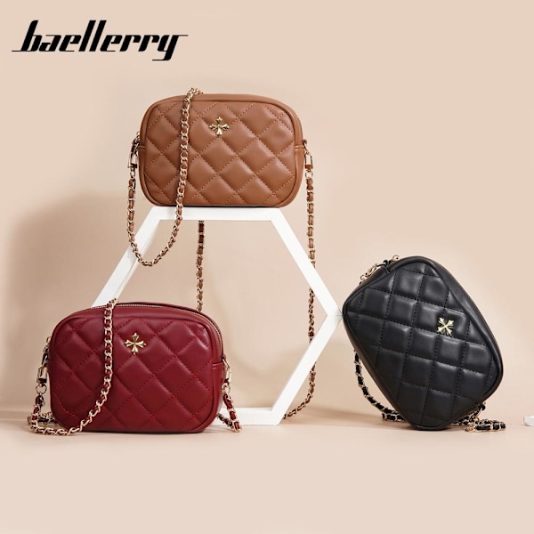 Baellerry Naisten Vuorattu Timanttiompeleinen Olkalaukku Mini Crossbody-laukku PUNAINEN