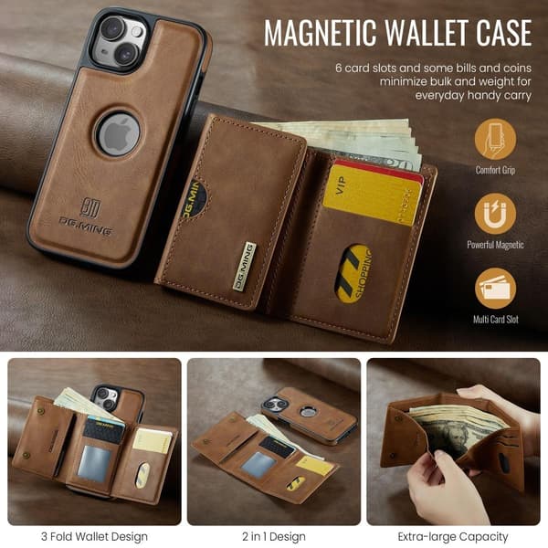 (Til iPhone 16 Pro Max) DG.MING M6 Serien Magnetisk Pung Etui sort