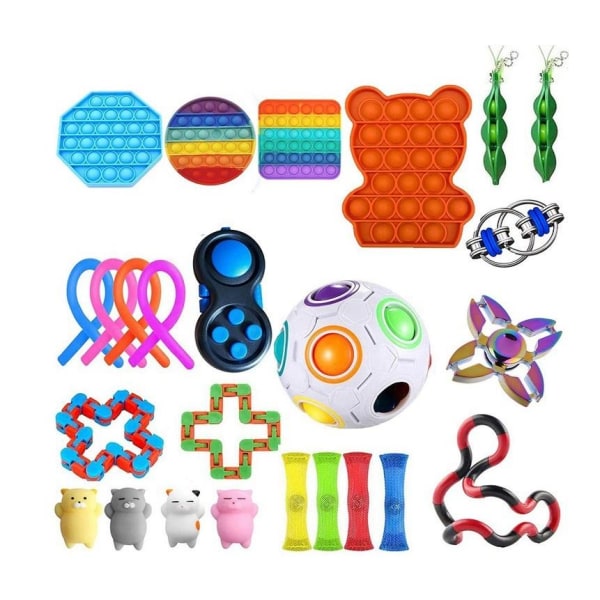 25st fidget legetøjspakke festfavörer sensorisk pop it stressboll