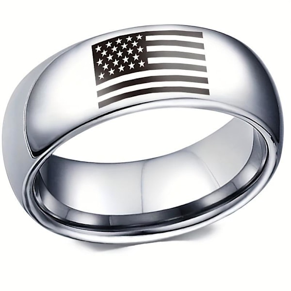 Kinesisk Nasjonalflagg Ring - symbolsk patriotisme smykke for k 8mm stålfarget sløyfe amerikansk nr. 9