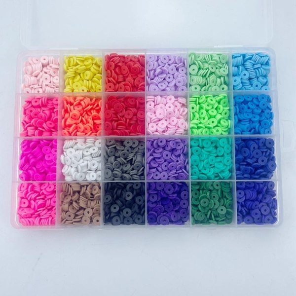 Flat Clay Beads sæt runde polymer lerperler til DIY smykker som billedet viser