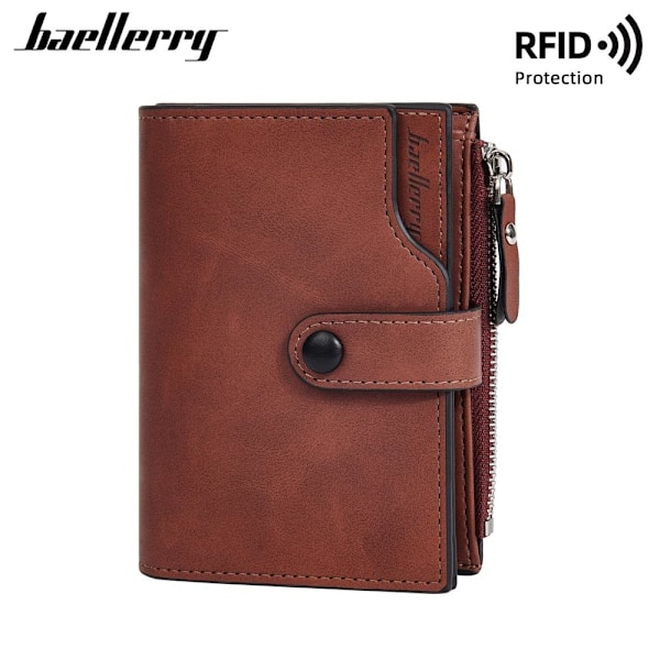 Baellerry RFID Slim Tegnebog til Mænd - Business Trifold Lynlås Mi sort