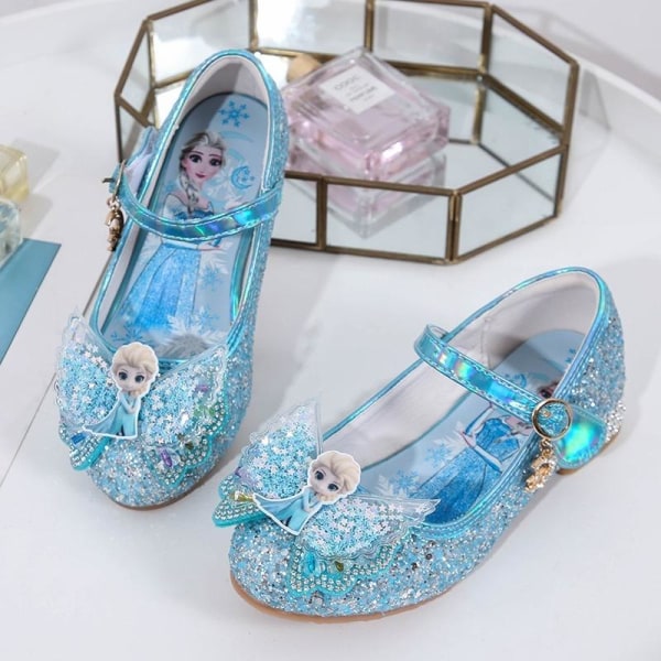 elsa prinsess skor barn flicka med paljetter silverfärgad 18cm / size28