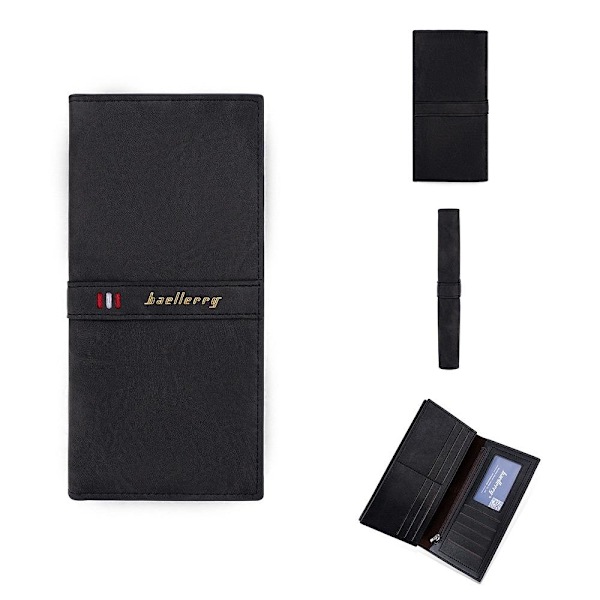 Baellerry Long Wallet Business Slim RFID-korthållare för män med svart