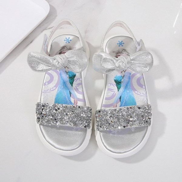 elsa prinsess skor barn flicka med paljetter silverfärgad 16.8cm / size27