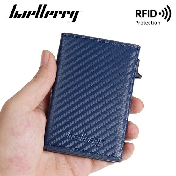 Baellerry RFID-blockerande automatisk popup-plånbok Kolfibermagn svart