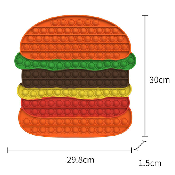 big/mega/stor fidget toys pop it leksak hamburgare 30cm