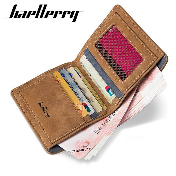 Baellerry kort stil Mens plånböcker visitkortshållare PU läder B Grå färg 12cm*9.8cm*1.2cm