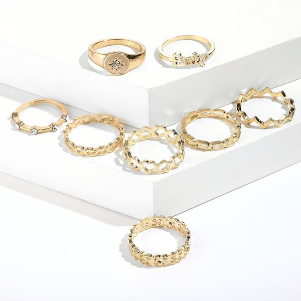 All fingers ring ringar set med olika mönster
