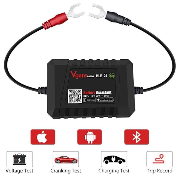 Vgate Trådløs Batteriklemme BLE 4.0 - 6-24V Bildiagnostik som på billedet