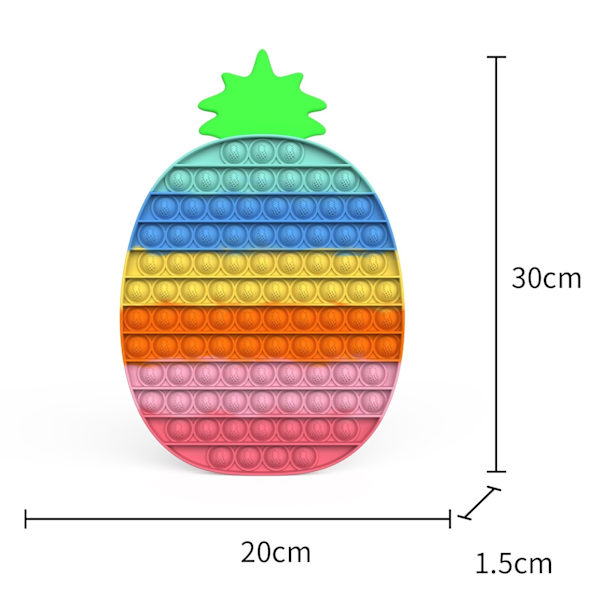 big/mega/stor fidget toys pop it leksak regnbåge ananas 30cm
