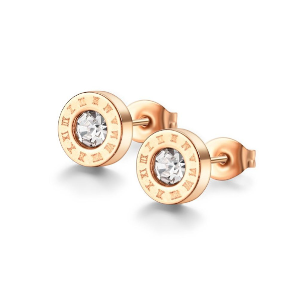 Tidlösa Roman Revival Graverade pars lyxiga diamantörhängen - el 8mm svarta örhängen